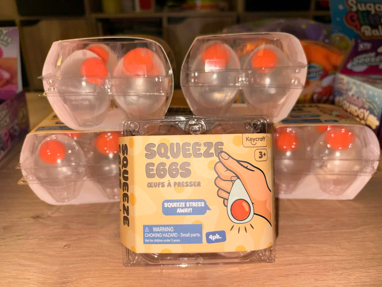 Carton of 4 squeezy eggs soft squishy toy THESE ARE NOT FOOD