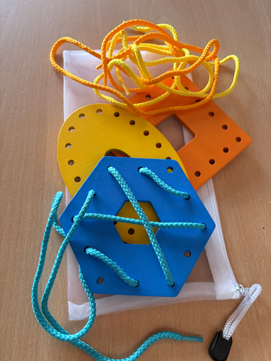Threading Board shapes, great for fine motor skills