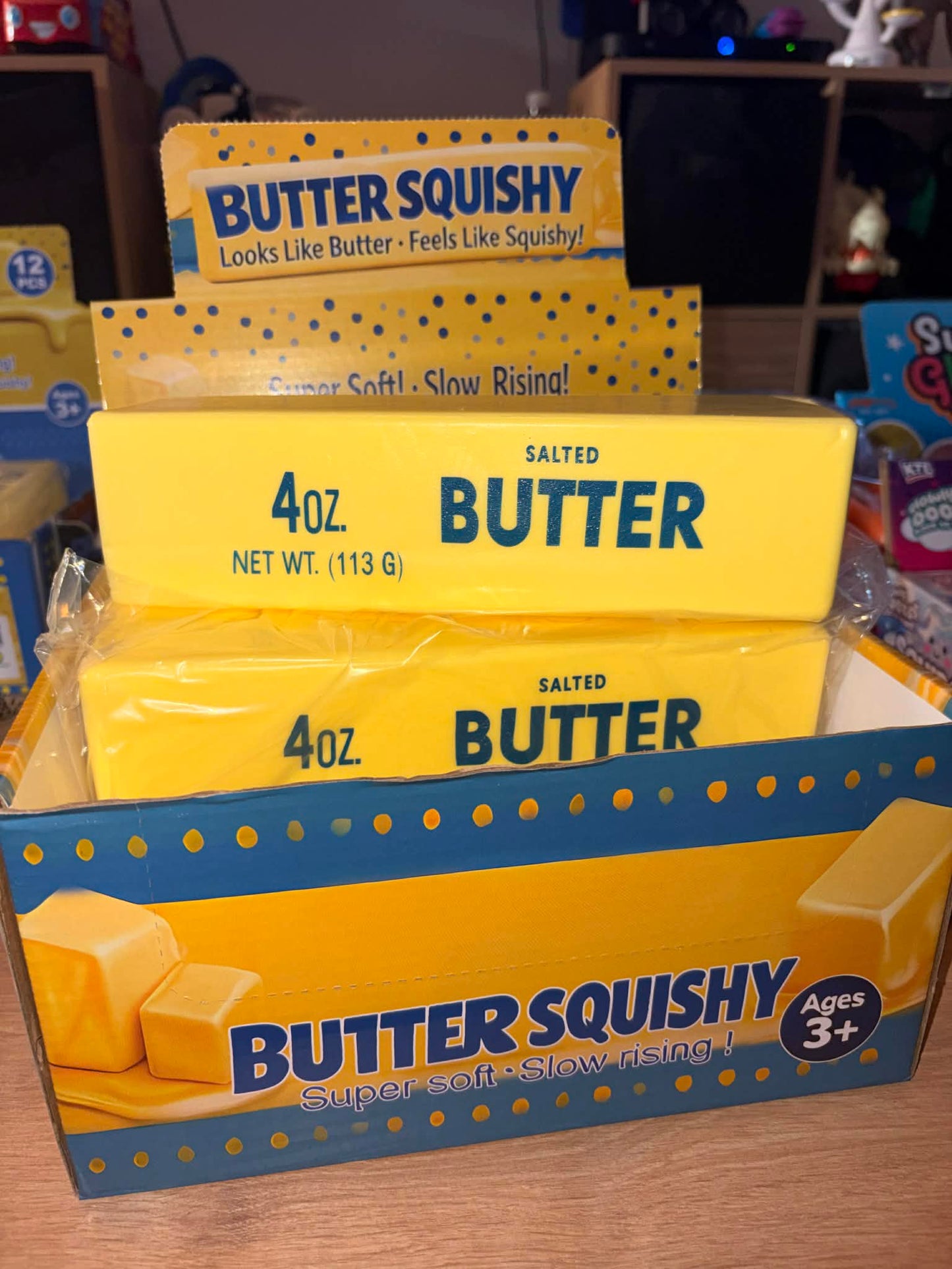 Butter squishy, slow release blocks of but in 2 sizes