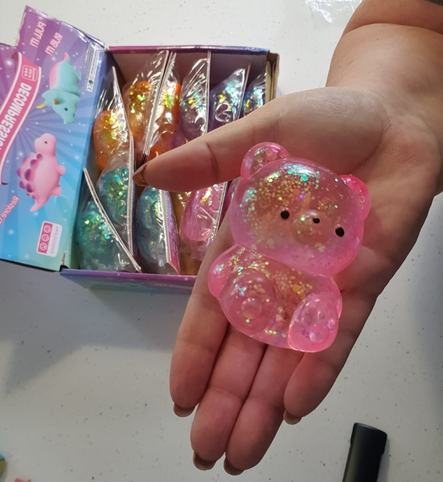 squishy stretchy glitter bear