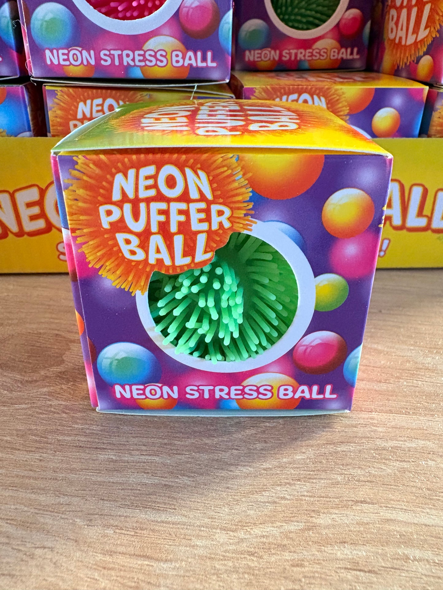 Neon puffer ball squishy fidget toy