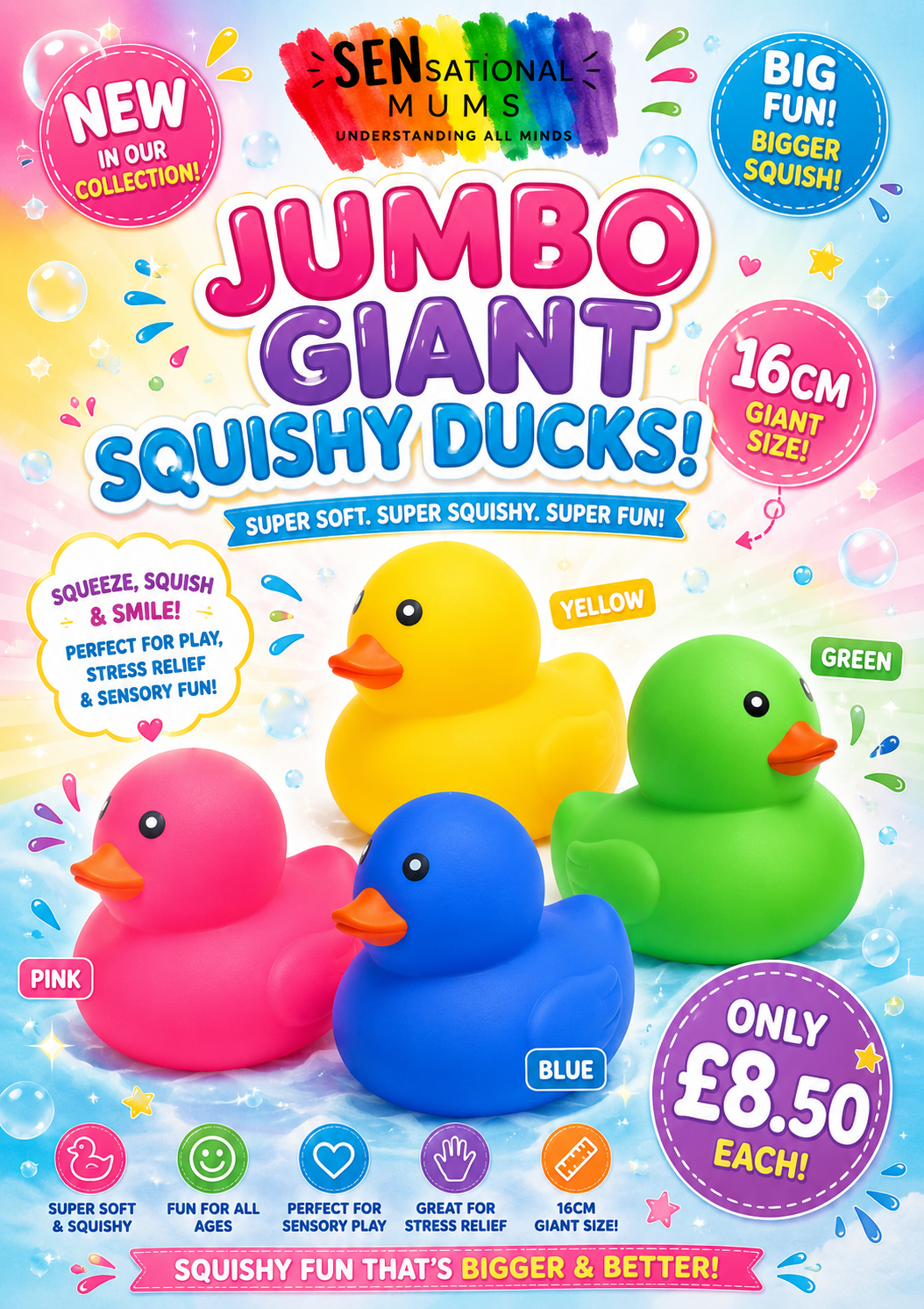 Jumbo squishy foam/dough filled ducks