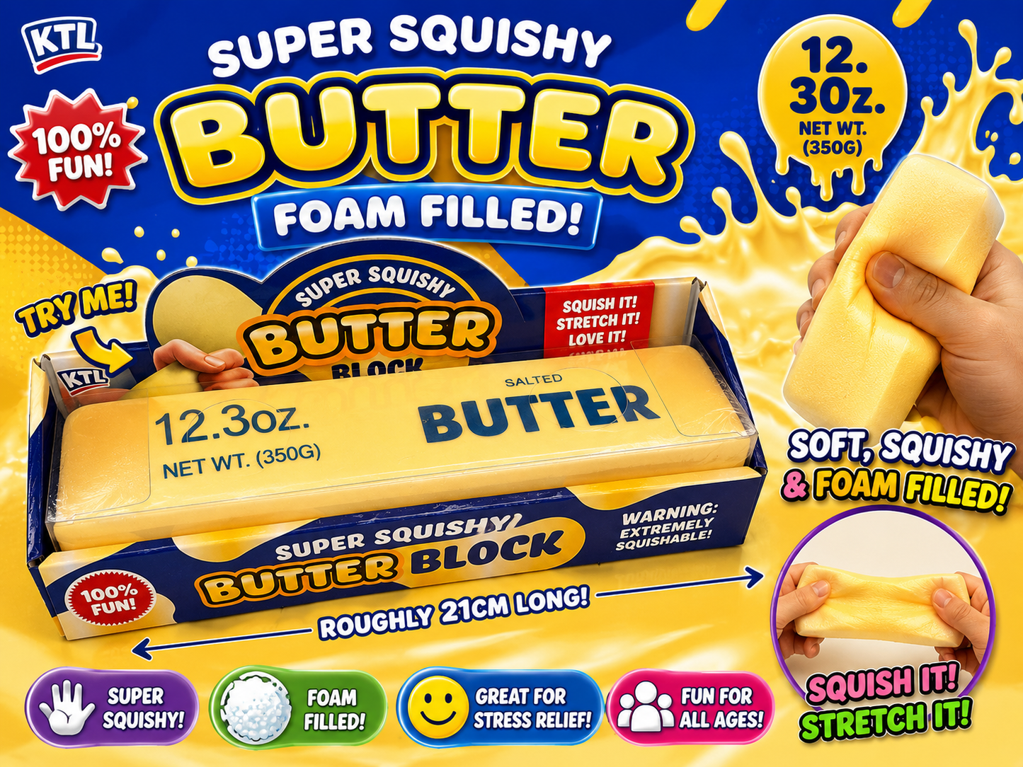 Viral foam/dough filled large squishy butter