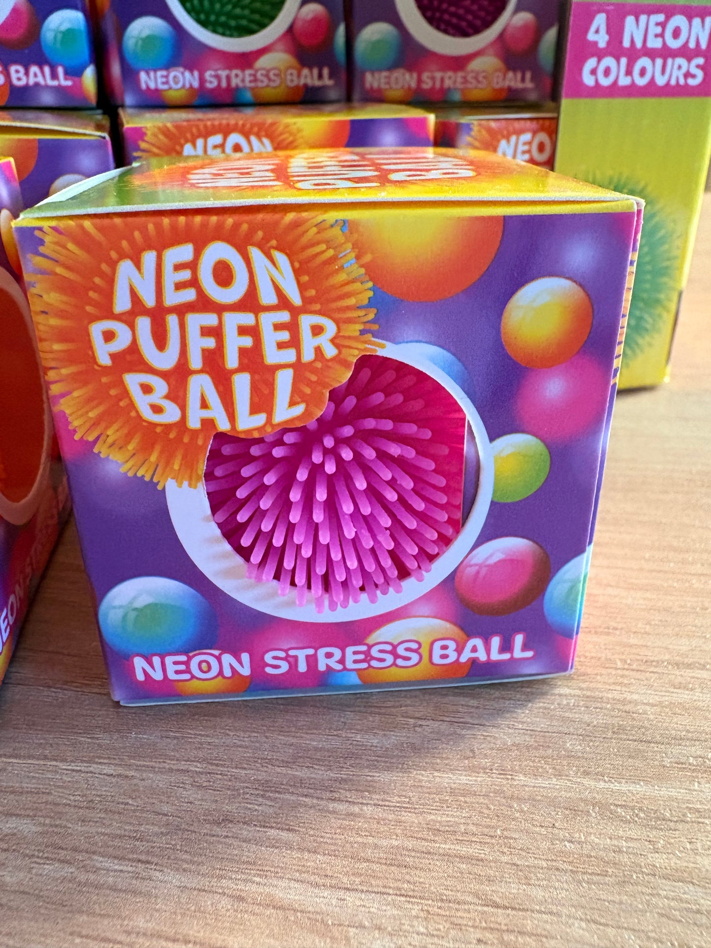 Neon puffer ball squishy fidget toy