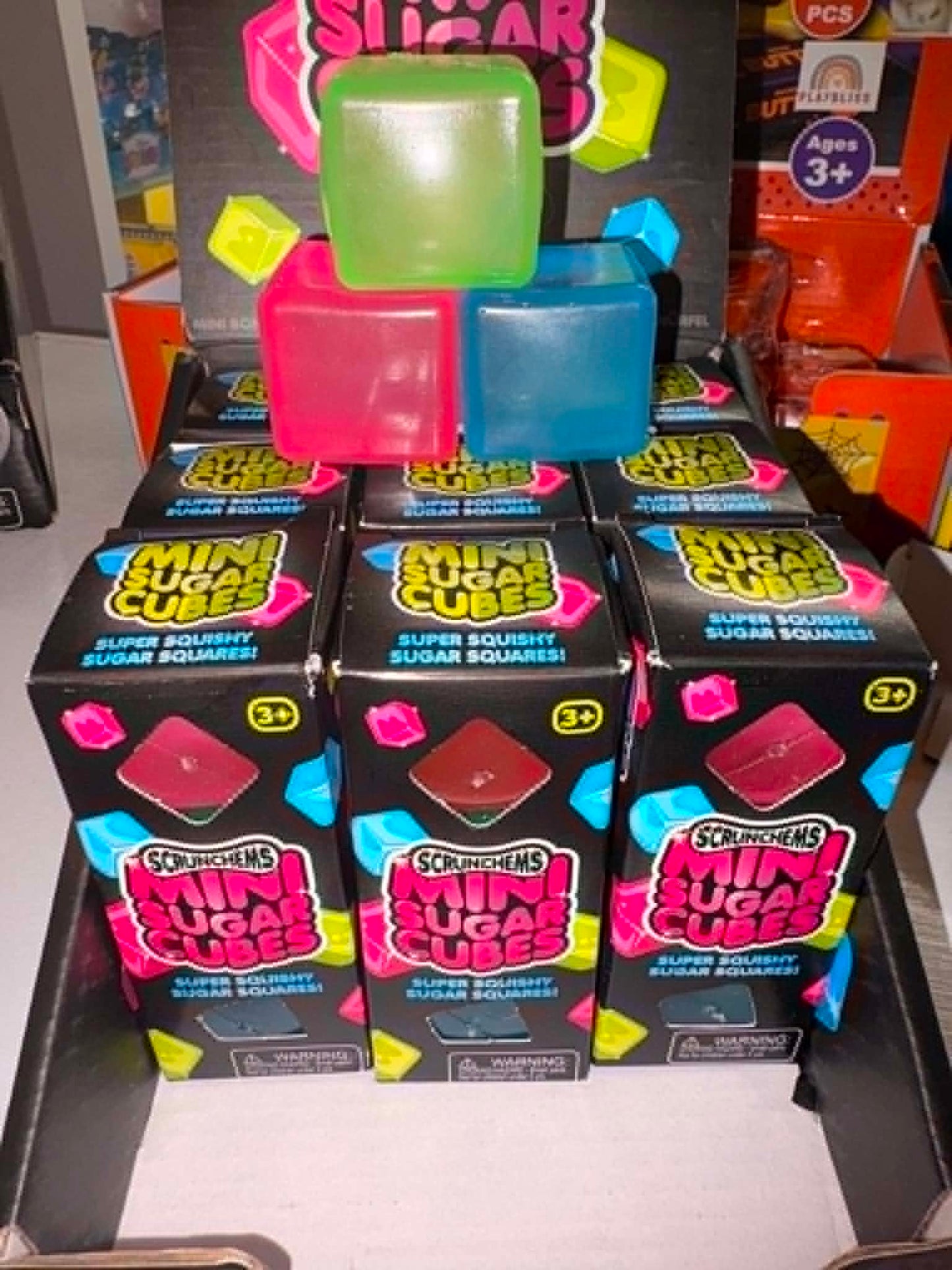 Scrunchems pack of 3 Mini Sugar Cubes, sensory toy for kids