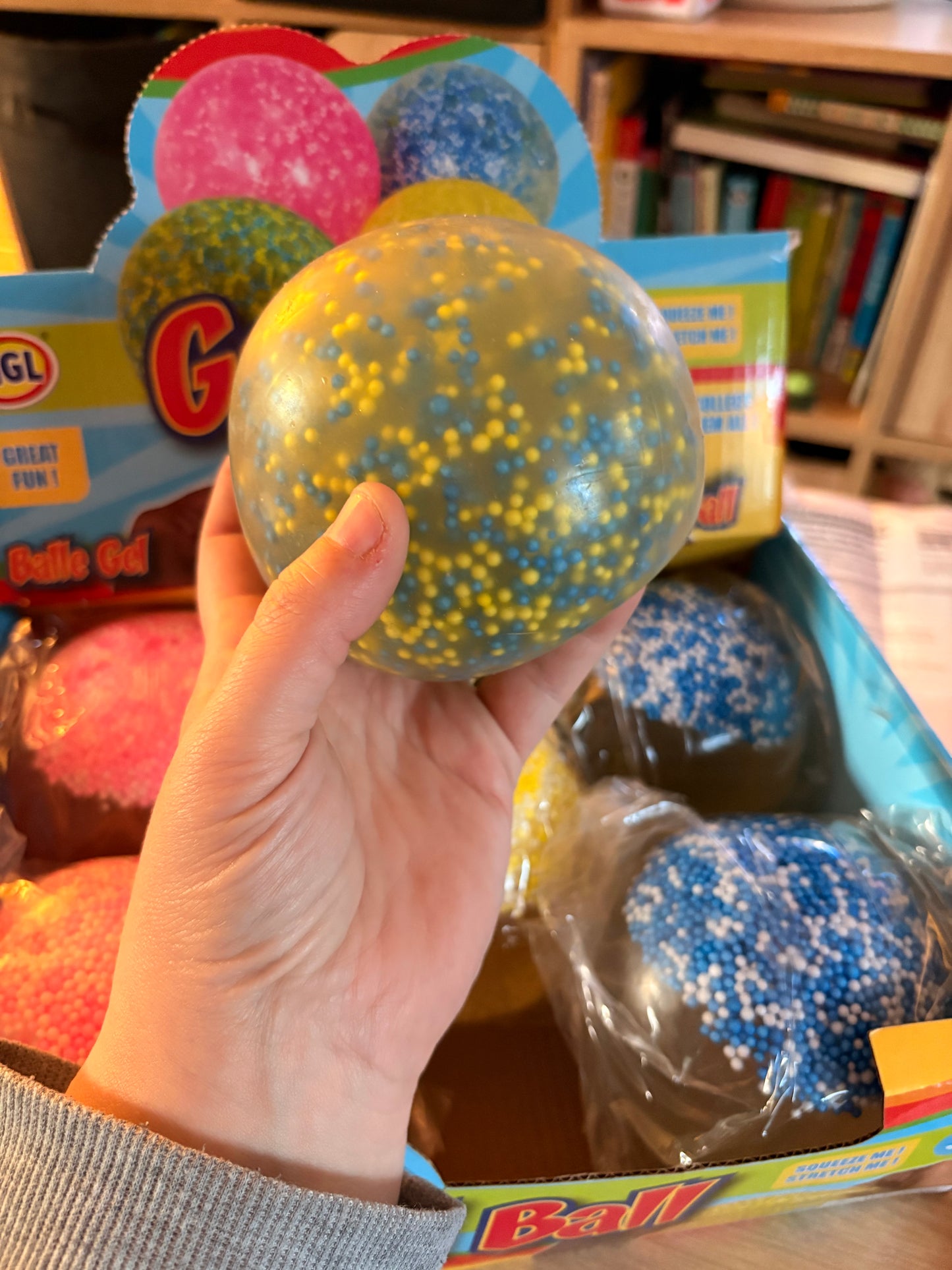 Giant gel squishy ball, full of beads, a great sensory experience
