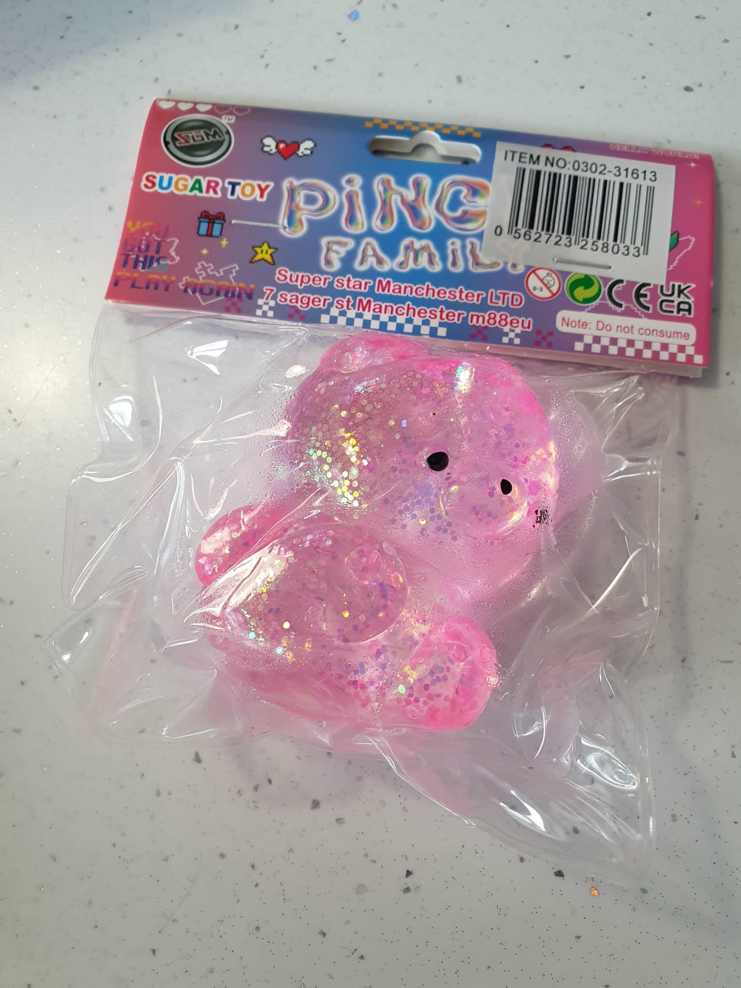 squishy stretchy glitter bear