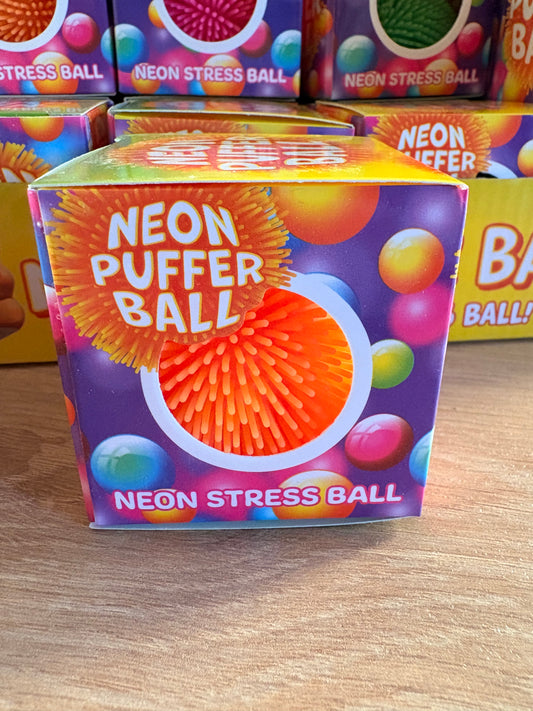 Neon puffer ball squishy fidget toy