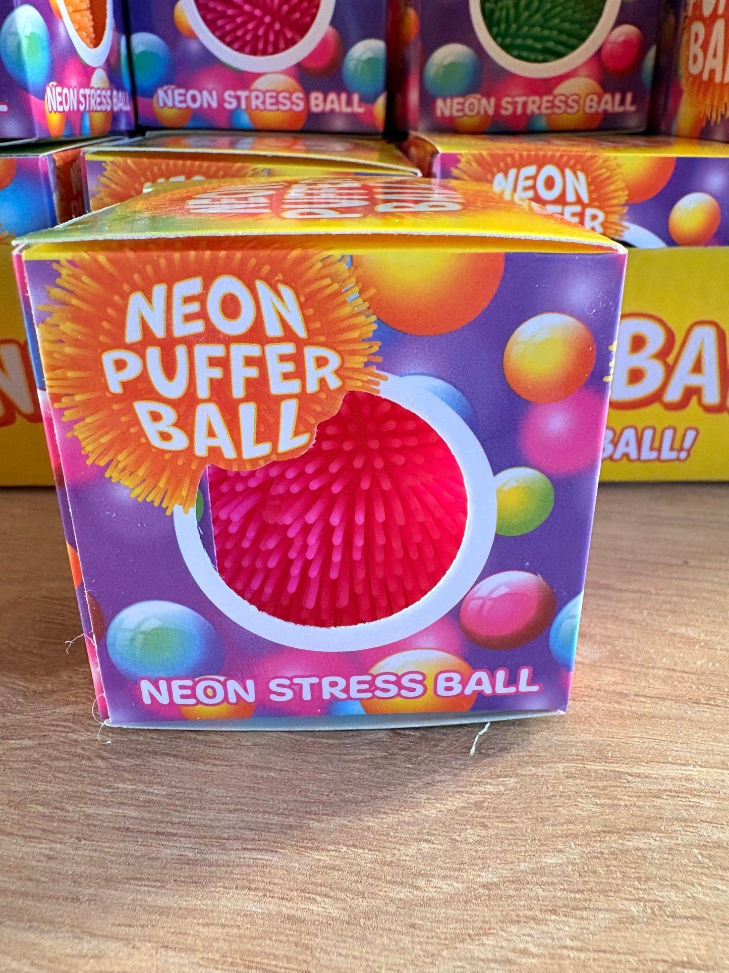 Neon puffer ball squishy fidget toy