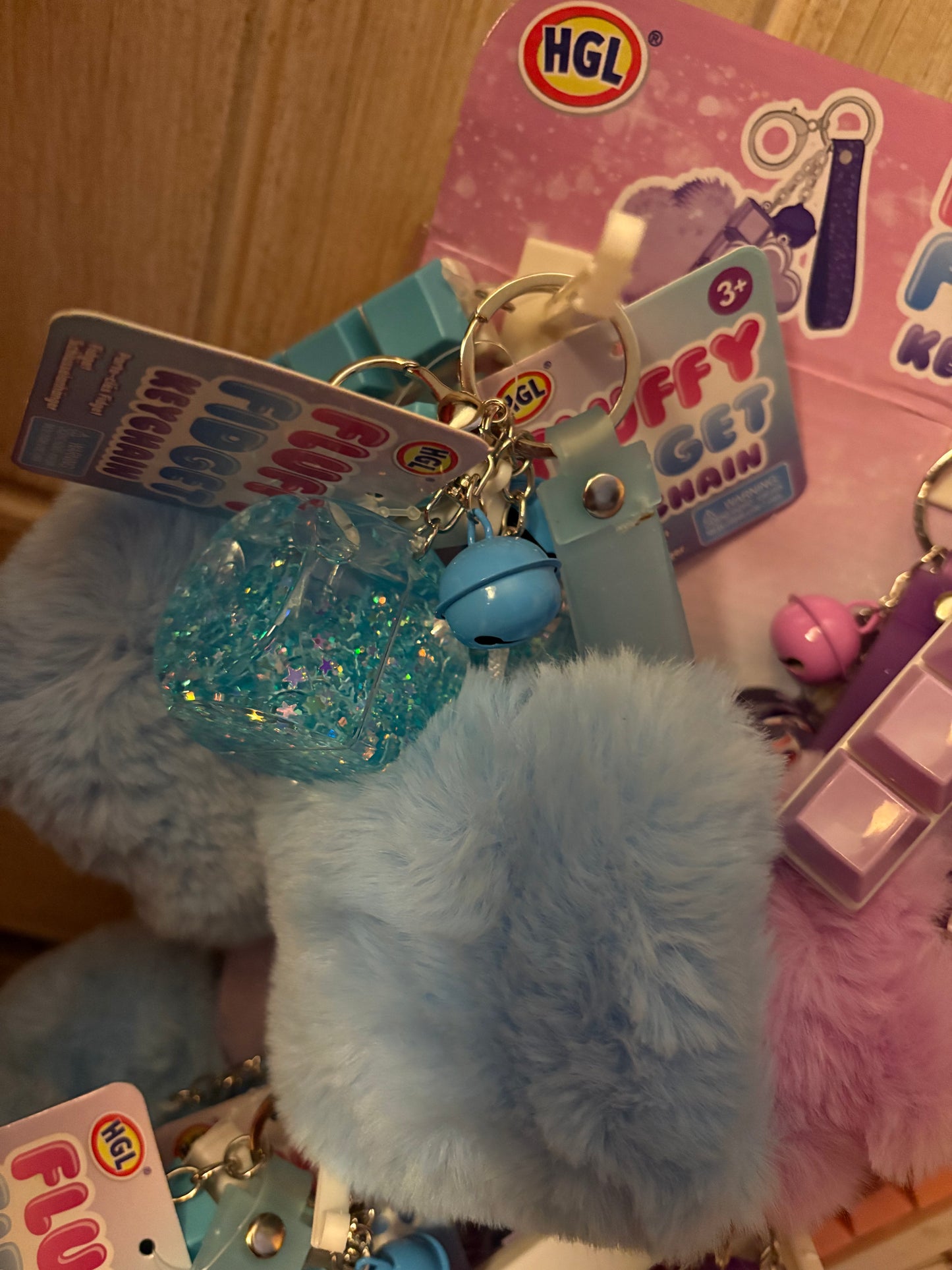 Fluffy fidget keyrings