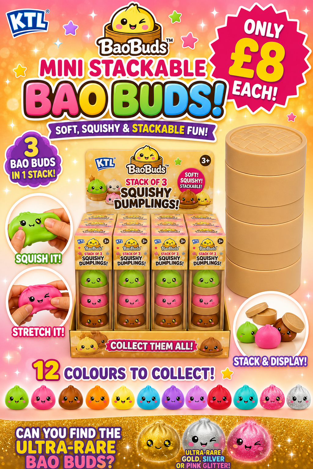 Bao Buns stackable 3 pack of mystery mini squishy dumpling