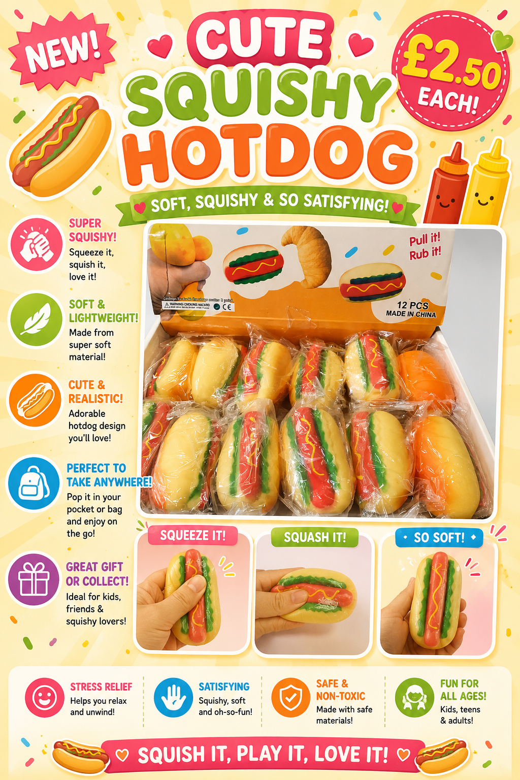 Hotdog soft squishy toy