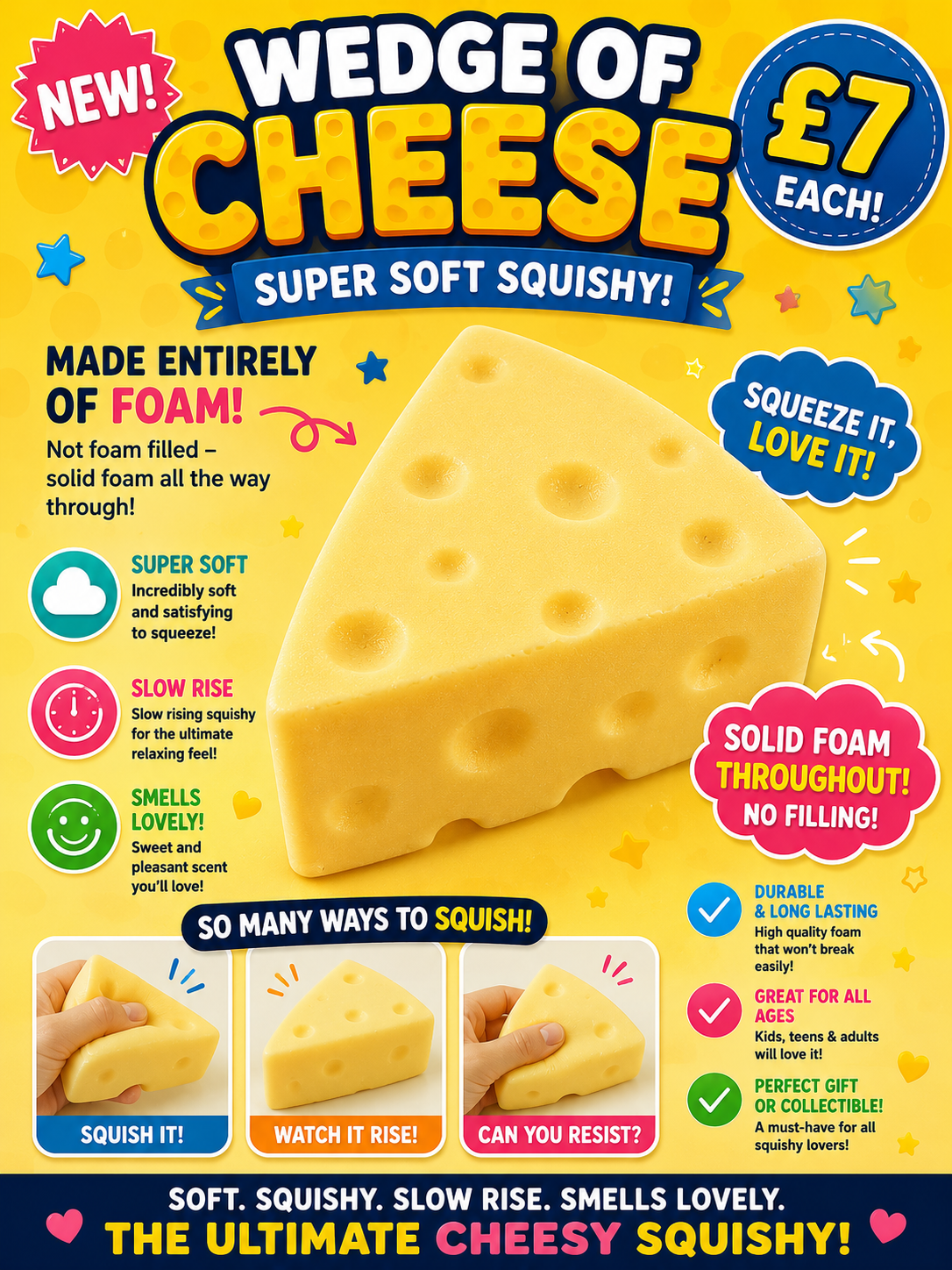 Slow rise foam cheese triangle