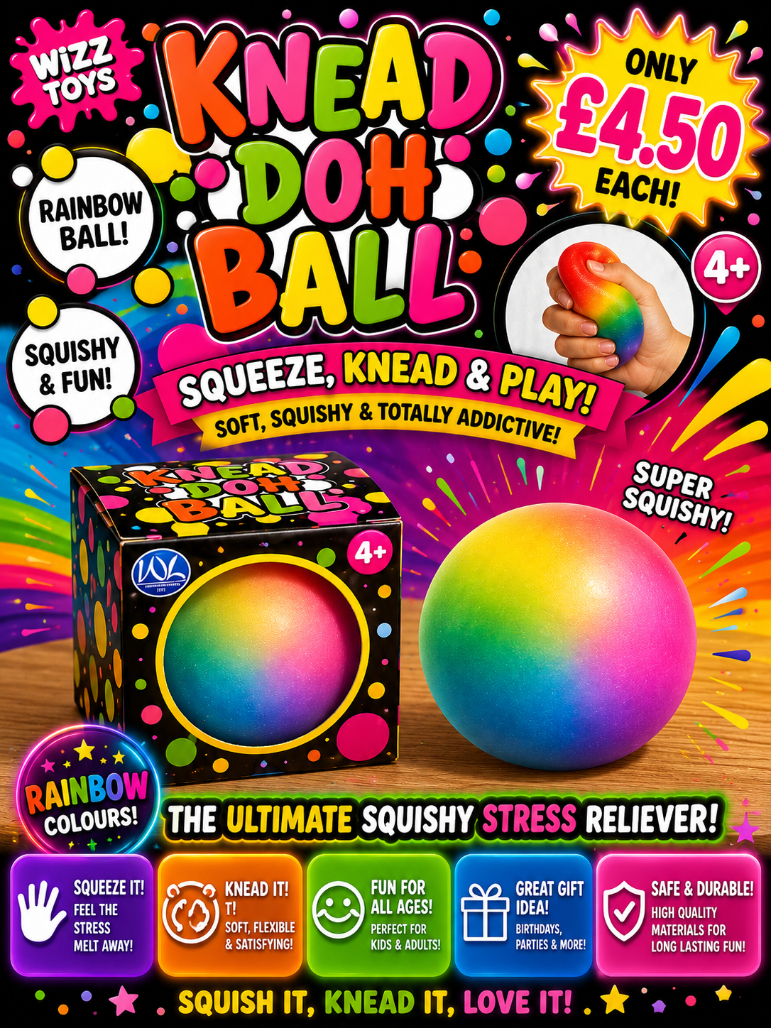 Knead doh ball, sensory, fidget toy, anxiety & stress relief