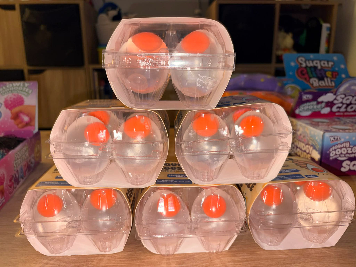 Carton of 4 squeezy eggs soft squishy toy THESE ARE NOT FOOD