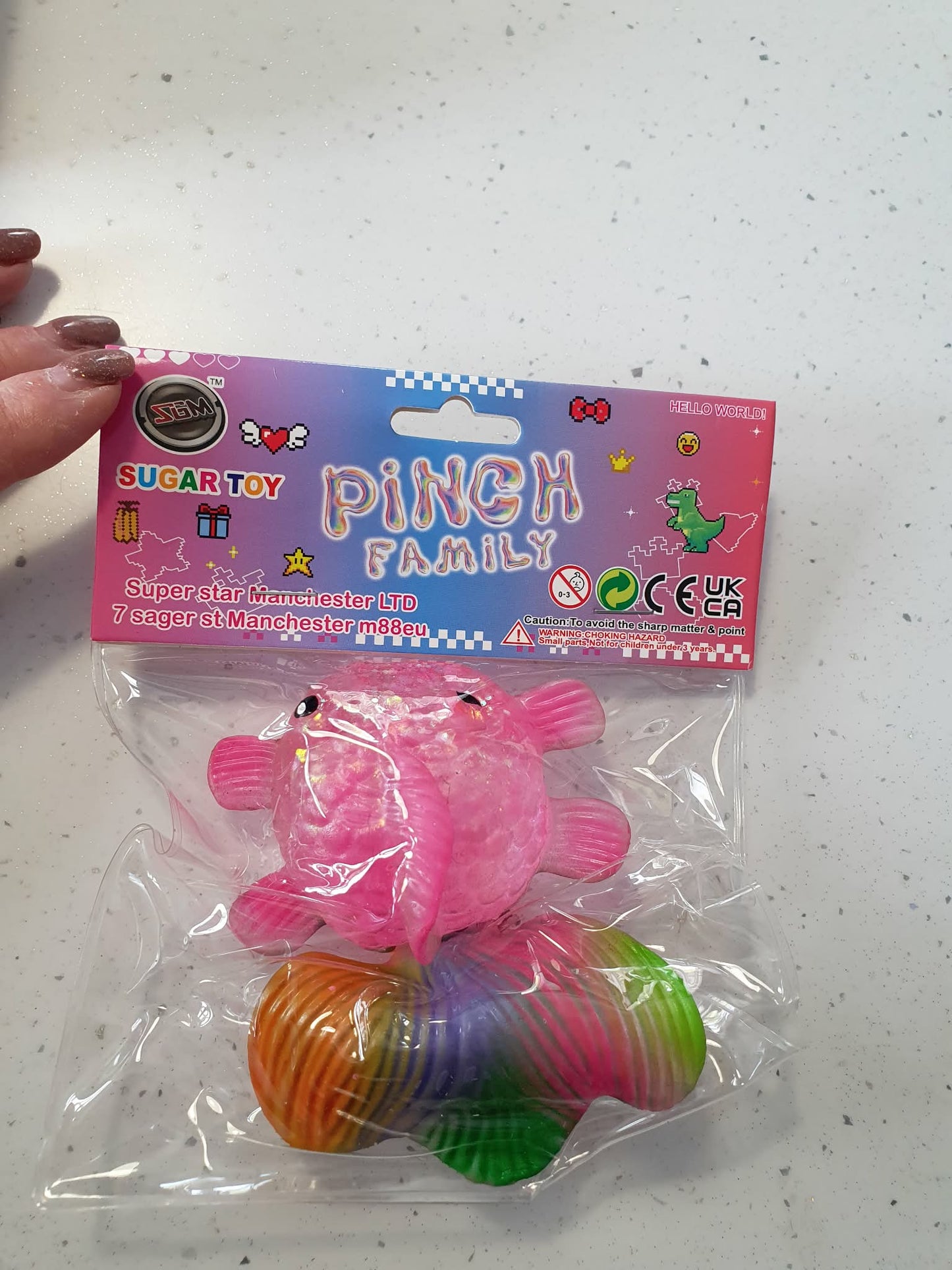 squishy stretch glitter fish with rainbow tail