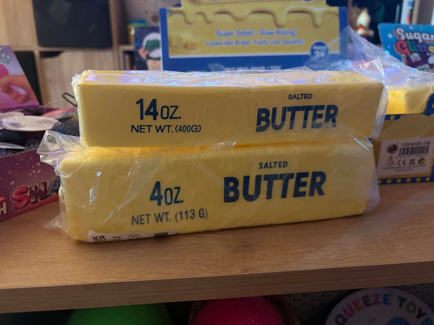 Butter squishy, slow release blocks of but in 2 sizes